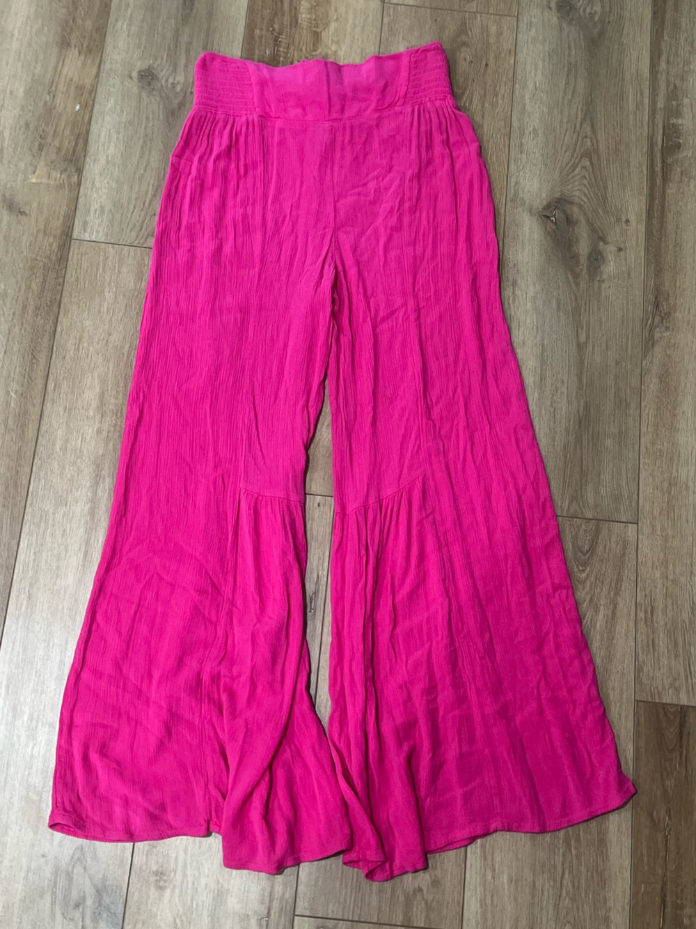 Happily Grey Fuchsia Palazzo Pants, Size Small, Wide Leg With Pleated Details - Picture 3 of 4